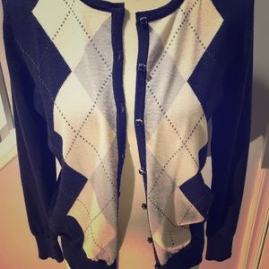 Argyle and Navy button down sweater